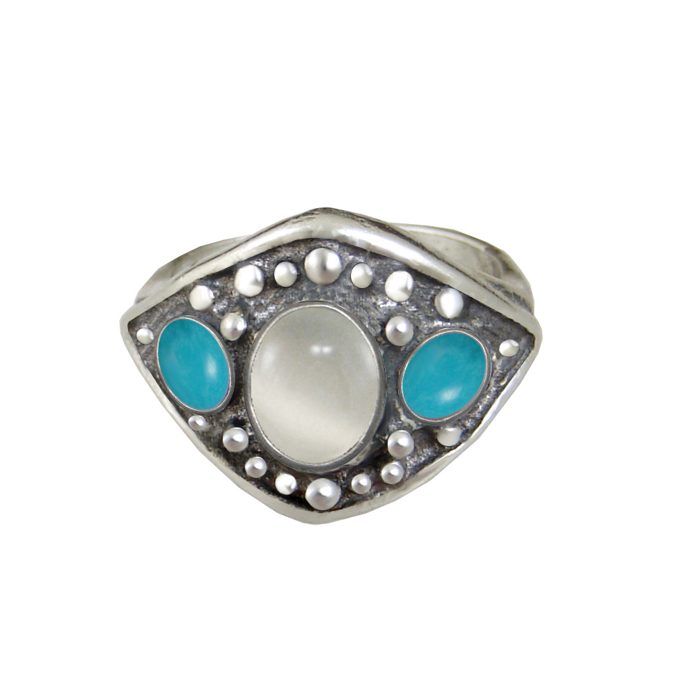 Sterling Silver Medieval Lady's Ring with White Moonstone Size 7